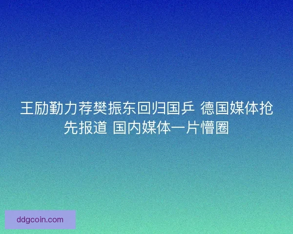 王励勤力荐樊振东回归国乒 德国媒体抢先报道 国内媒体一片懵圈