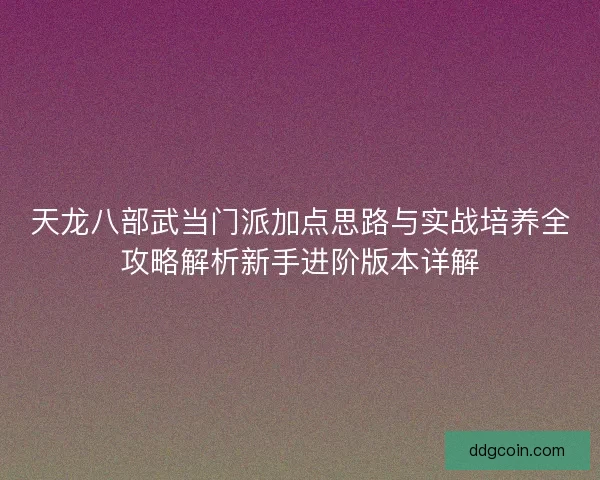 天龙八部武当门派加点思路与实战培养全攻略解析新手进阶版本详解
